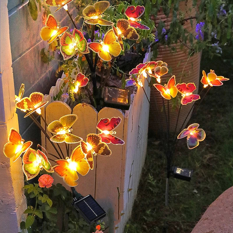Solar Butterfly Flower Garden Stake Lights – Colorful LED