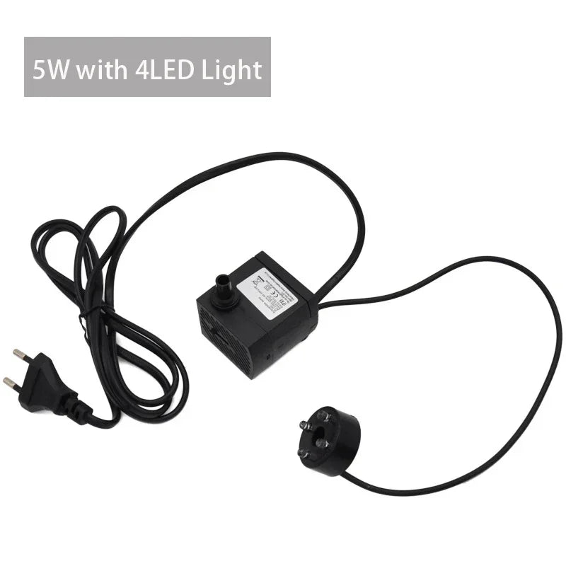 LED Fountain & Aquarium Water Pump – 3W/5W for Rockery, Fish Tank & Garden Water Features