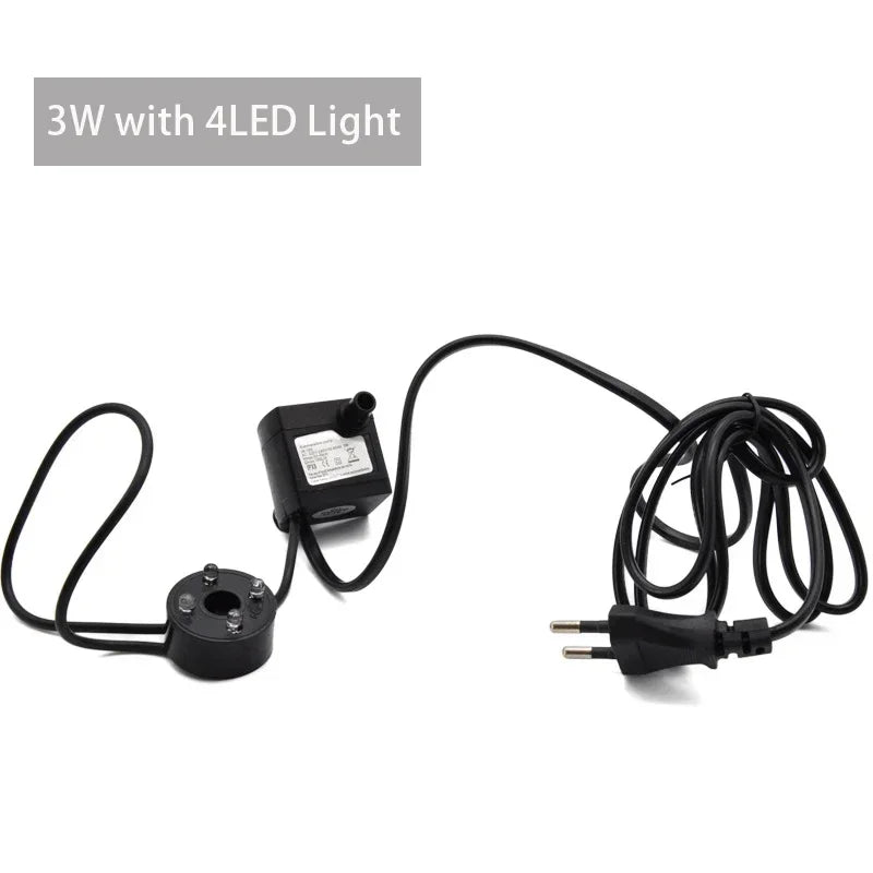 LED Fountain & Aquarium Water Pump – 3W/5W for Rockery, Fish Tank & Garden Water Features