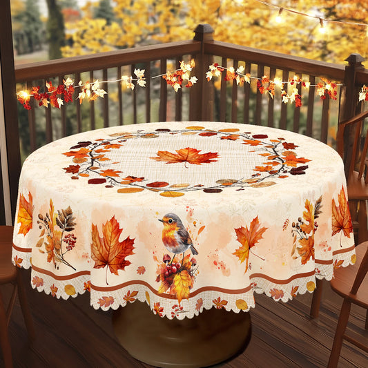Fall Maple Leaf Tablecloth – Vintage Autumn Table Cover