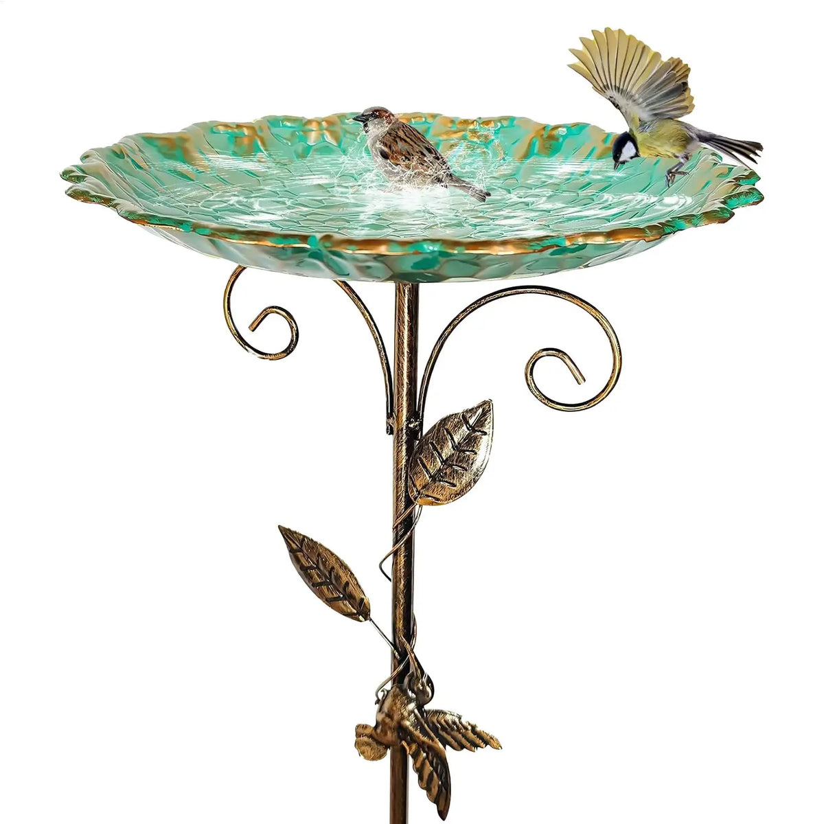 Metal Standing Bird Bath for Outdoor Patio & Backyard — Height Adjustable, Frost-Proof