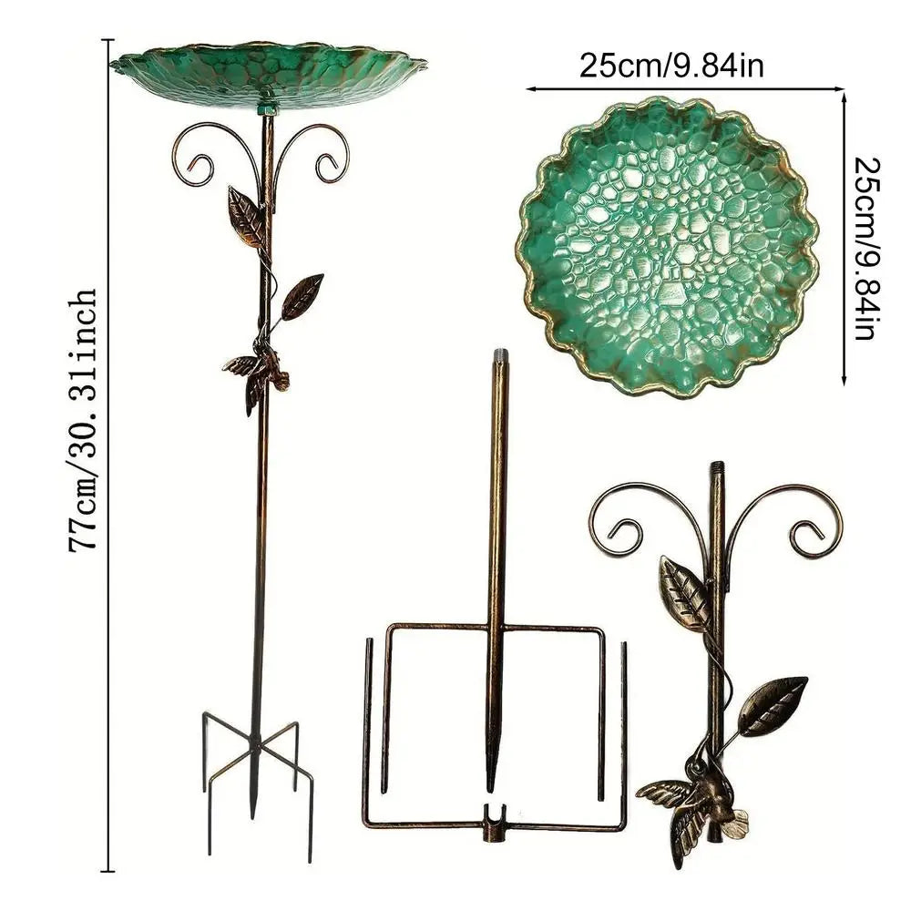 Metal Standing Bird Bath for Outdoor Patio & Backyard — Height Adjustable, Frost-Proof