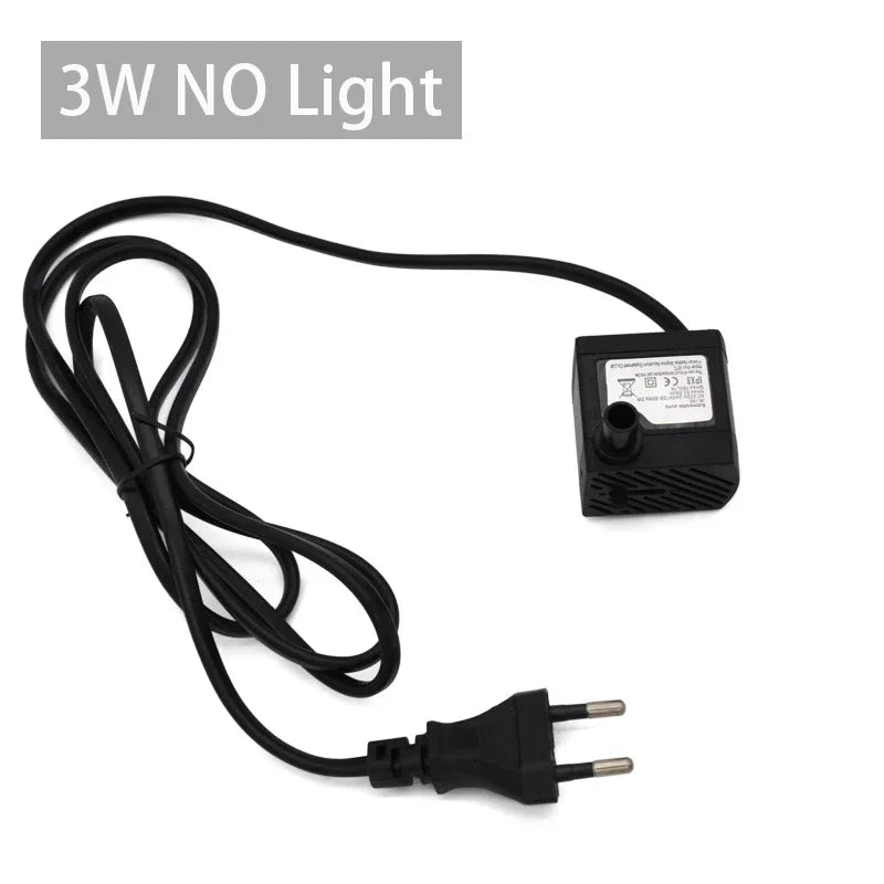 LED Fountain & Aquarium Water Pump – 3W/5W for Rockery, Fish Tank & Garden Water Features