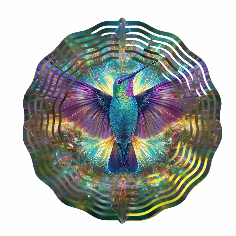 Hummingbird Wind Spinner – 10-Inch Iridescent Metal 360° Rotating Garden Decor for Balcony & Yard
