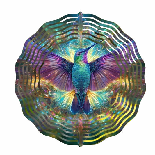 Hummingbird Wind Spinner – 10-Inch Iridescent Metal 360° Rotating Garden Decor for Balcony & Yard