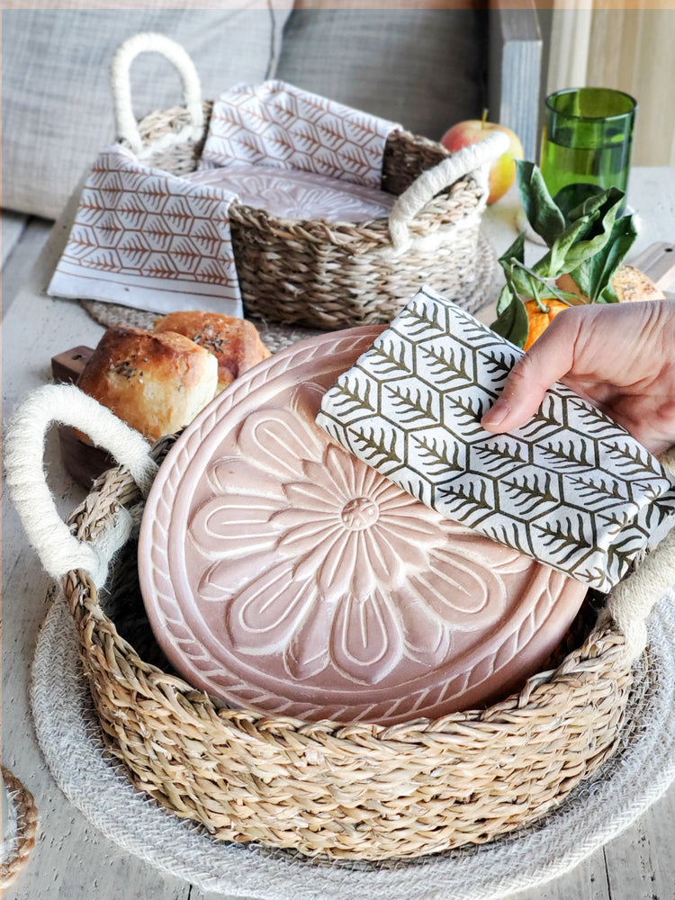 Vintage Flower Terracotta Bread Warmer Gift Set