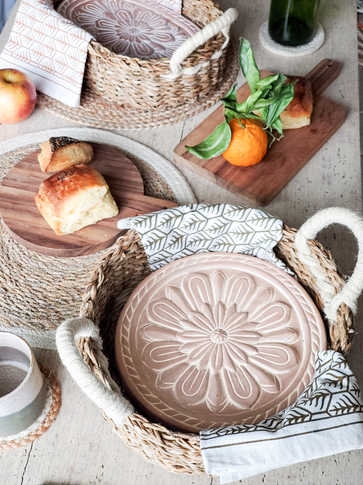 Vintage Flower Terracotta Bread Warmer Gift Set