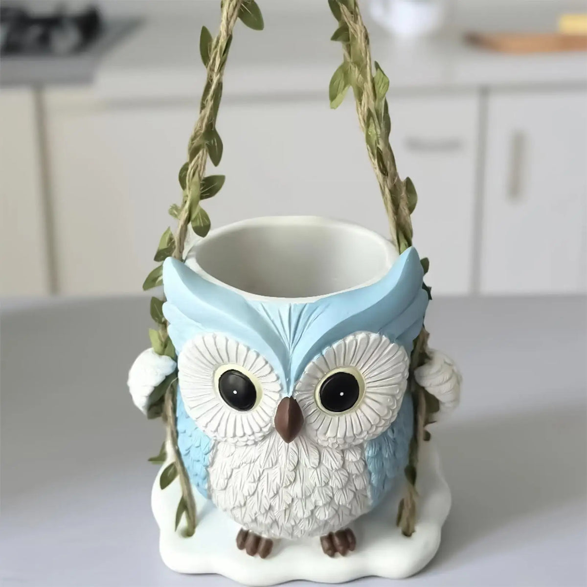 Owl Swing Resin Planter with Drainage Hole