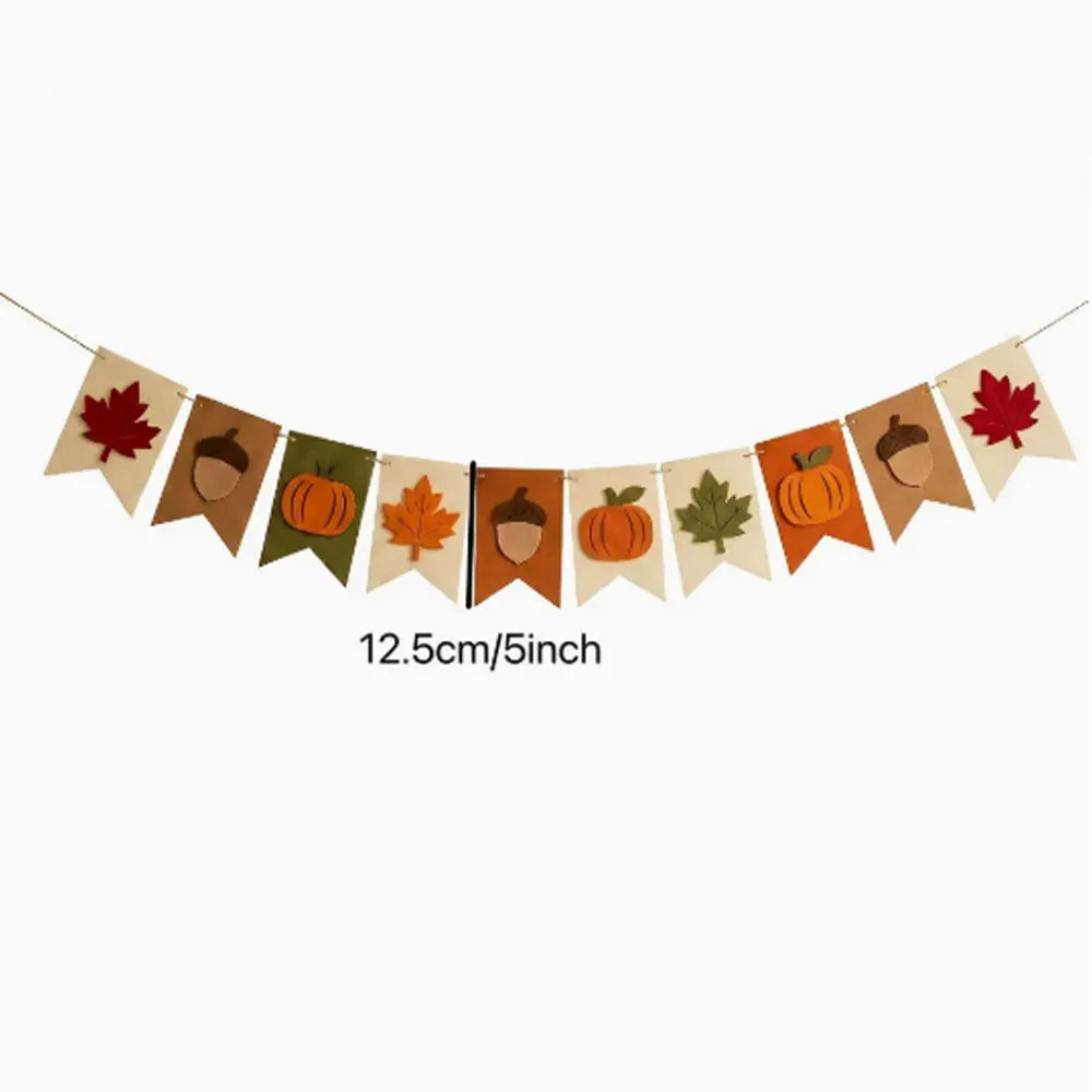 Fall Harvest Felt Banner – Pumpkin, Maple Leaf & Acorn Garland