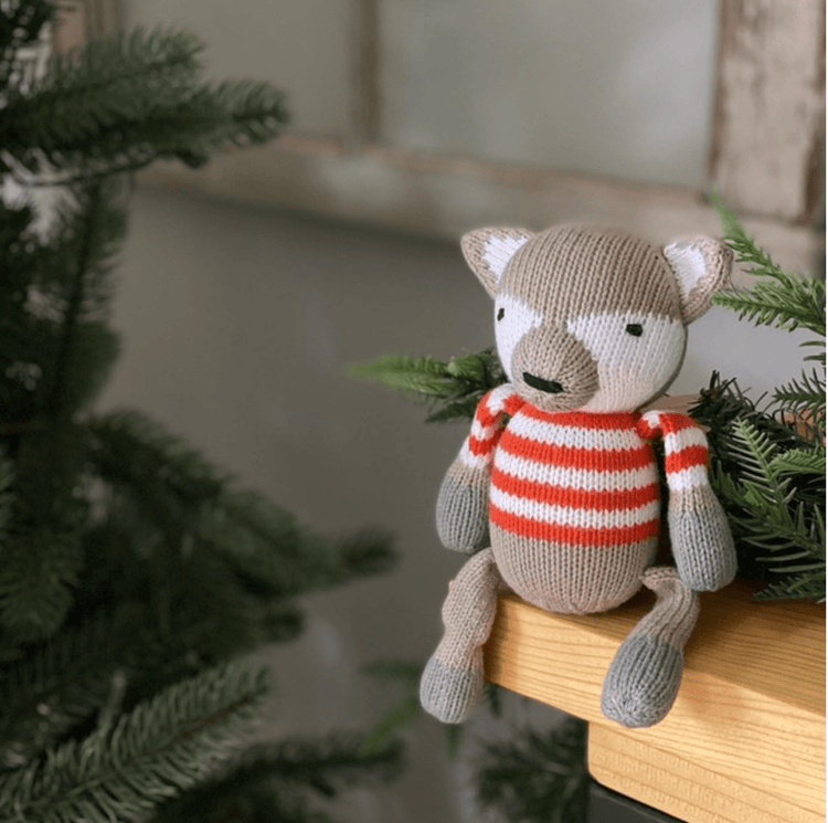 Finley the Fox Hand-Knit Organic Cotton Rattle