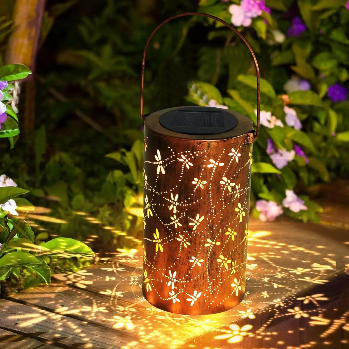 Solar Dragonfly Lantern – Metal Outdoor Hanging Light for Gardens & Patios