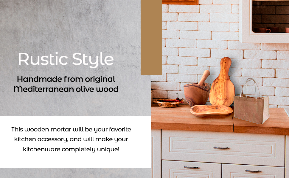 Hand-Carved Olive Wood Mortar and Pestle