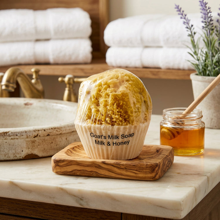 Goat's Milk and Honey- Cupcake Soap w/ Embedded Sea Sponge