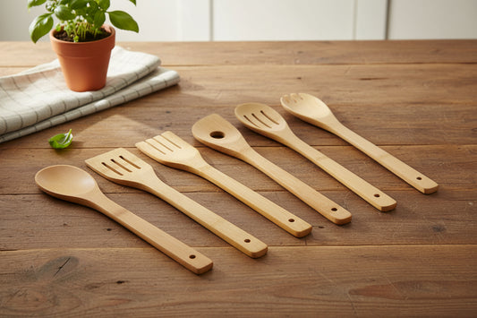 Natural Bamboo & Wood Kitchen Utensils