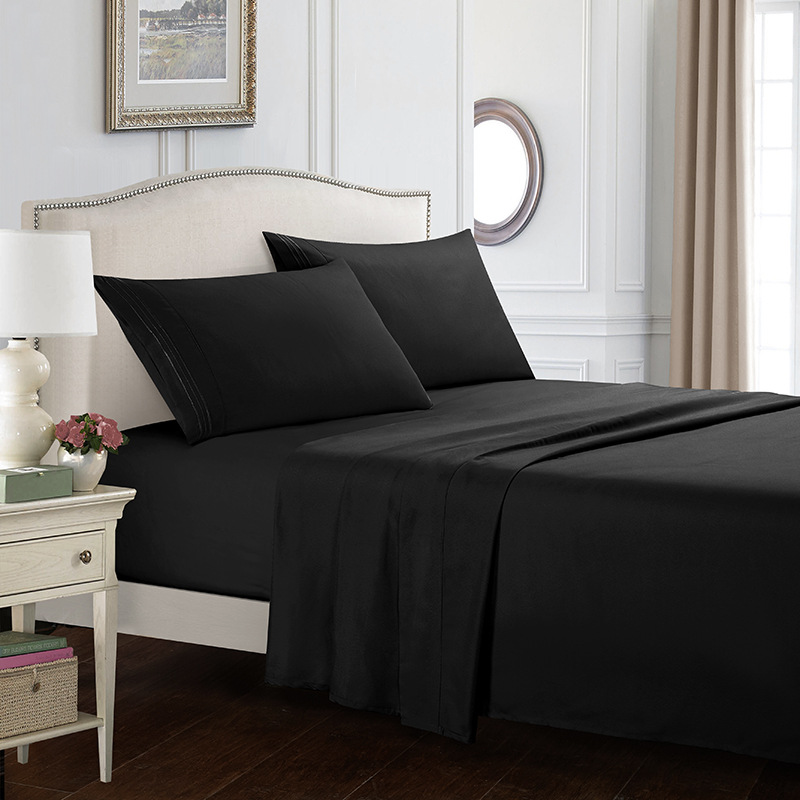 Queen Size Four-piece Set Embroidered Solid Color Bed Goods