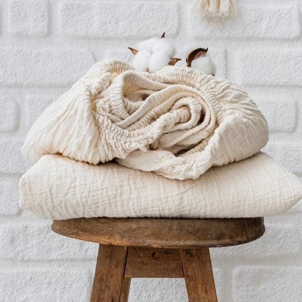 Organic Muslin Fitted Sheet, Breathable Cotton