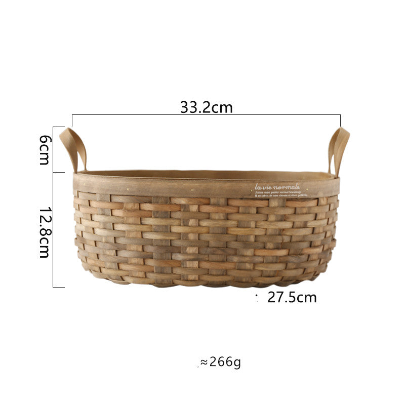 Handwoven Storage Basket with Wood Handle