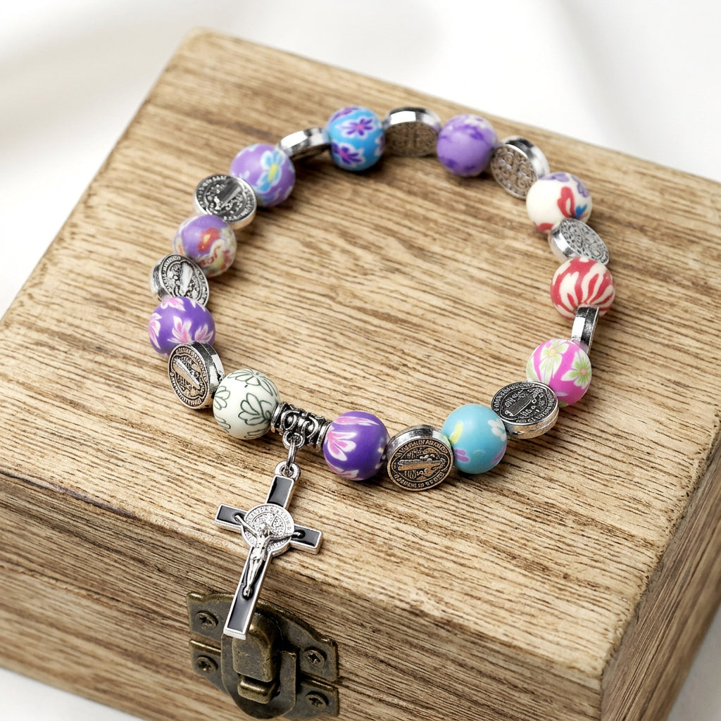 Colorful-Clay Cross Bracelet