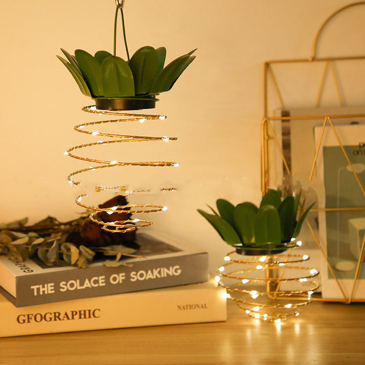 Solar Pineapple Hanging Lantern with Warm White Lights