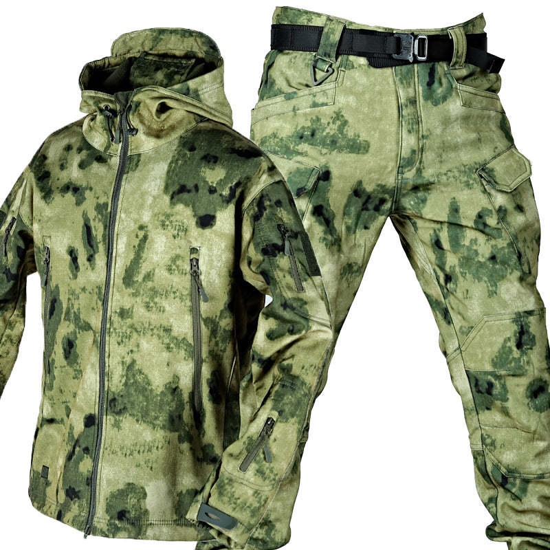 Outdoor Shark Skin Warm Camouflage Jacket Set