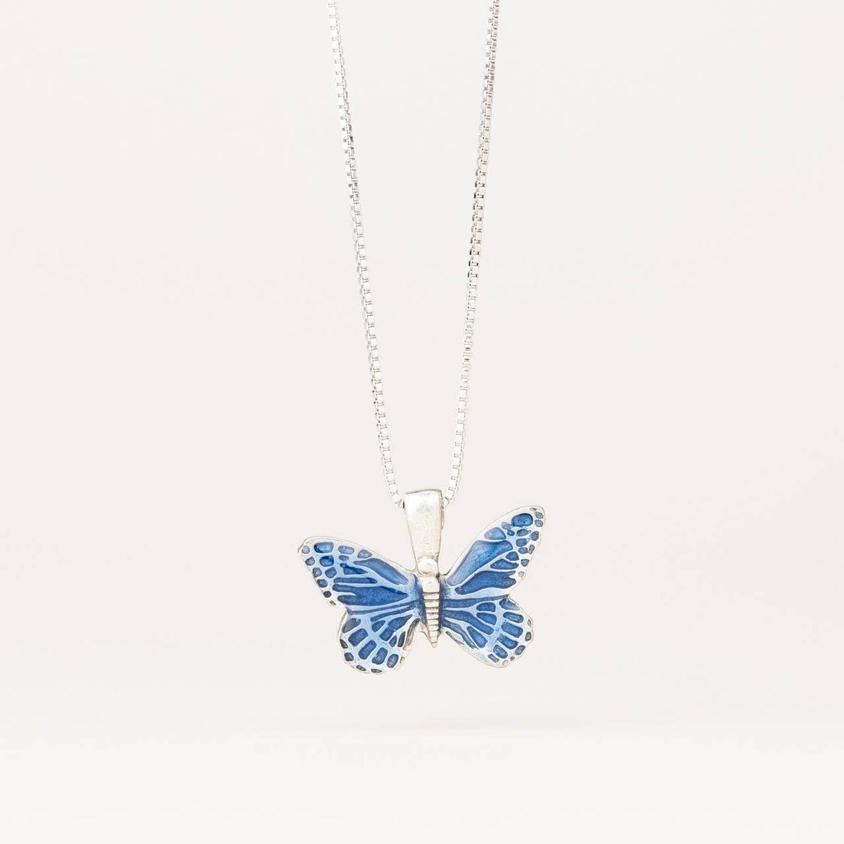 Danforth Pewter Blue Butterfly Necklace • 18"