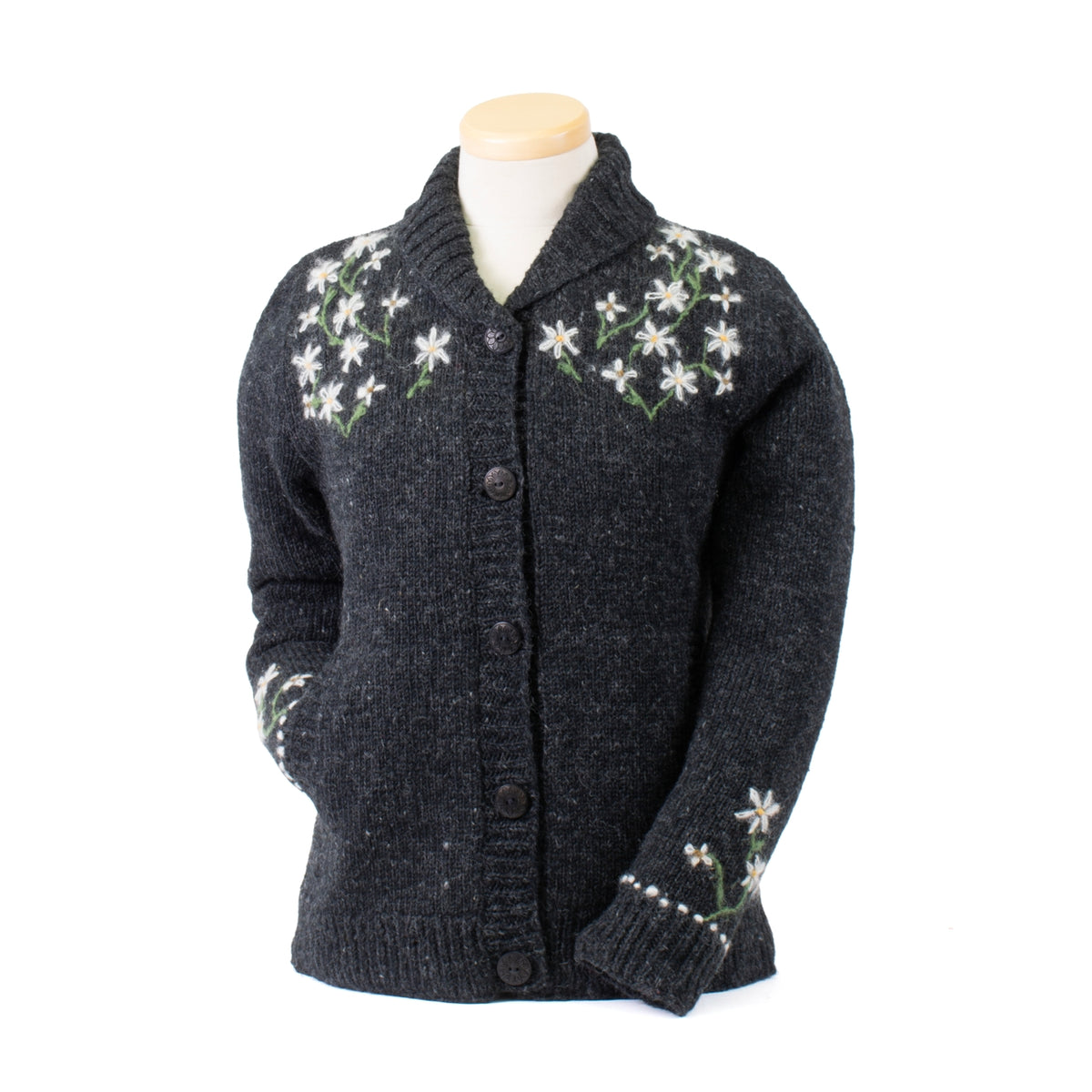 Lucky Daisy Embroidered Wool Cardigan