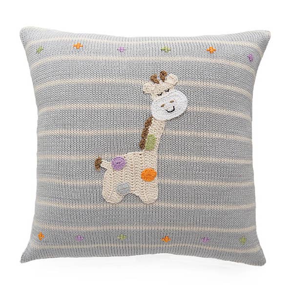 12-Inch Spotted Giraffe Pillow, Fair Trade Cotton