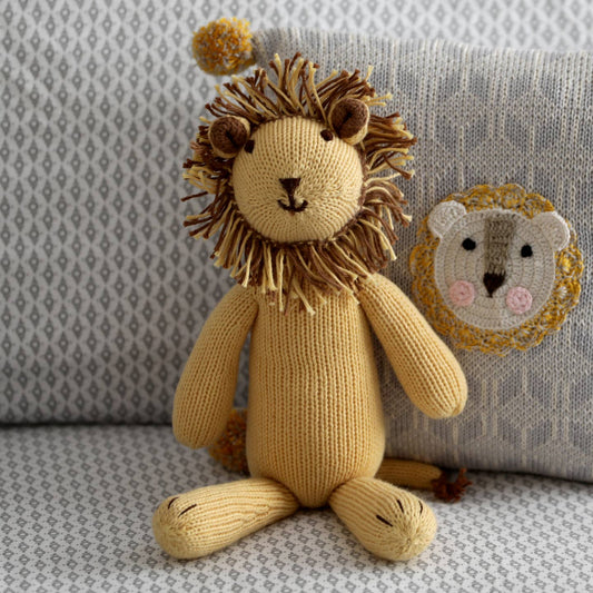 Handmade Knit Lion Toy, Fair Trade Cotton Plush