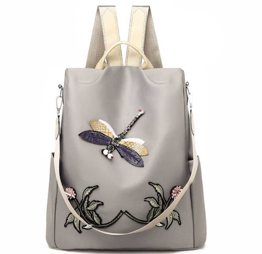 Embroidered Dragonfly Oxford Cloth Backpack