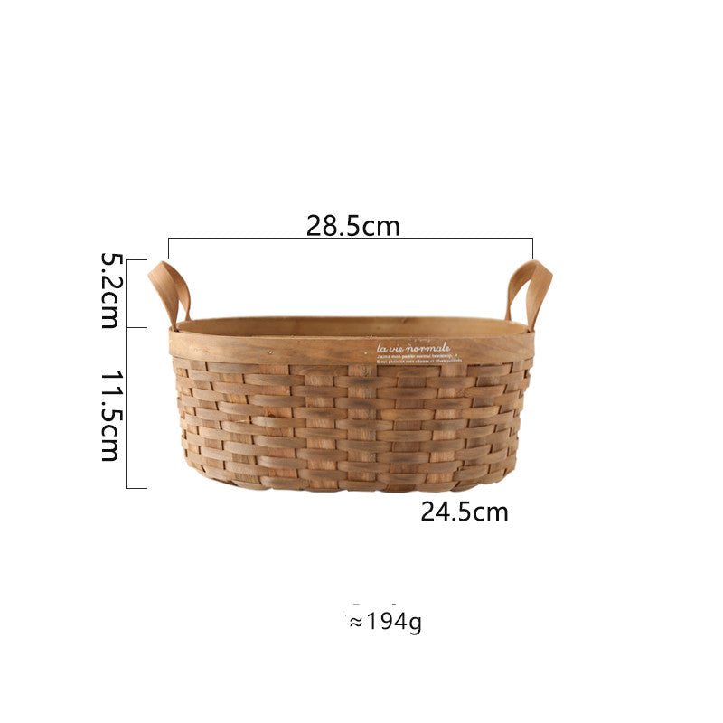 Handwoven Storage Basket with Wood Handle