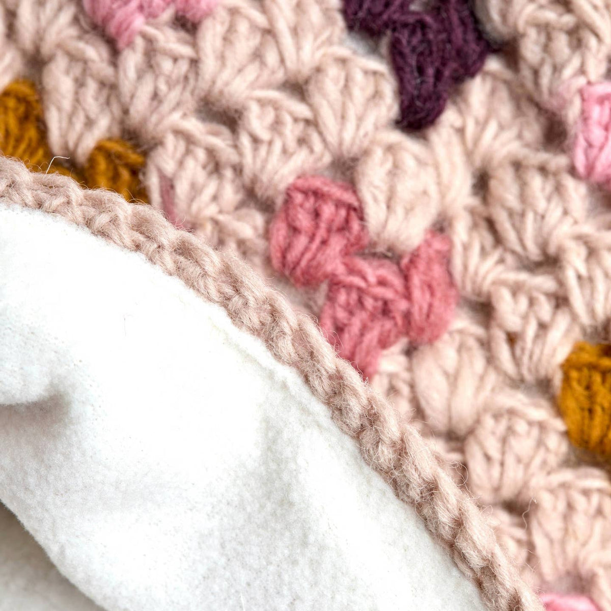 Carina Heart Crochet Wool Beanie with Wool Fleece Lining
