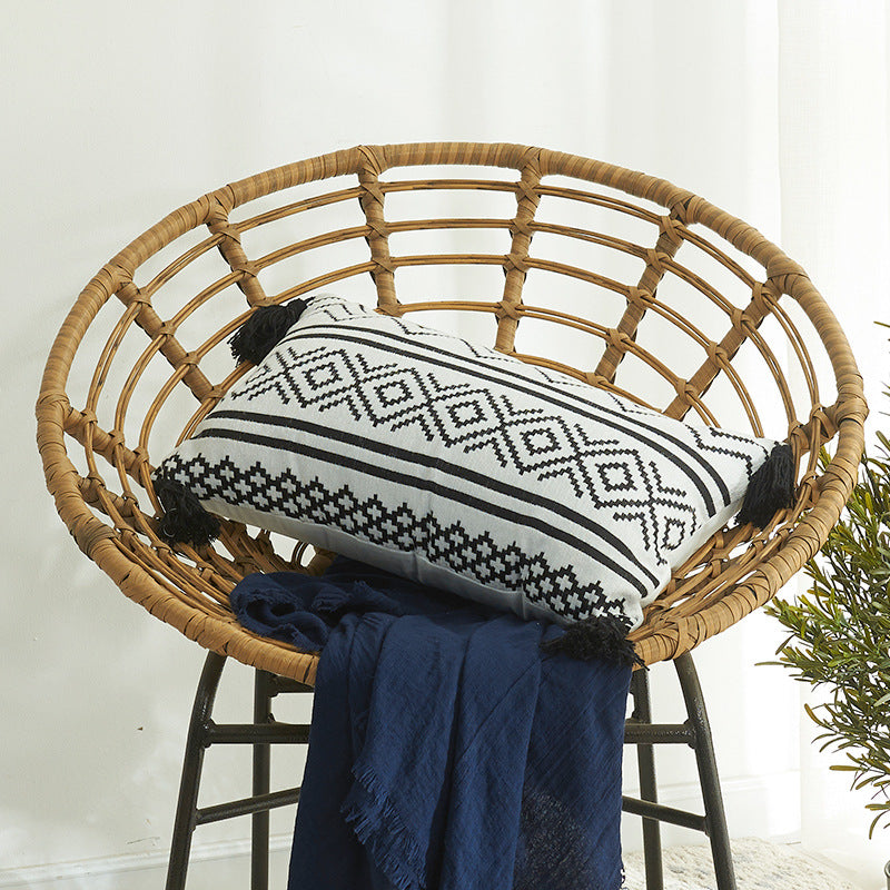Black & White Tassel Pillow Cover