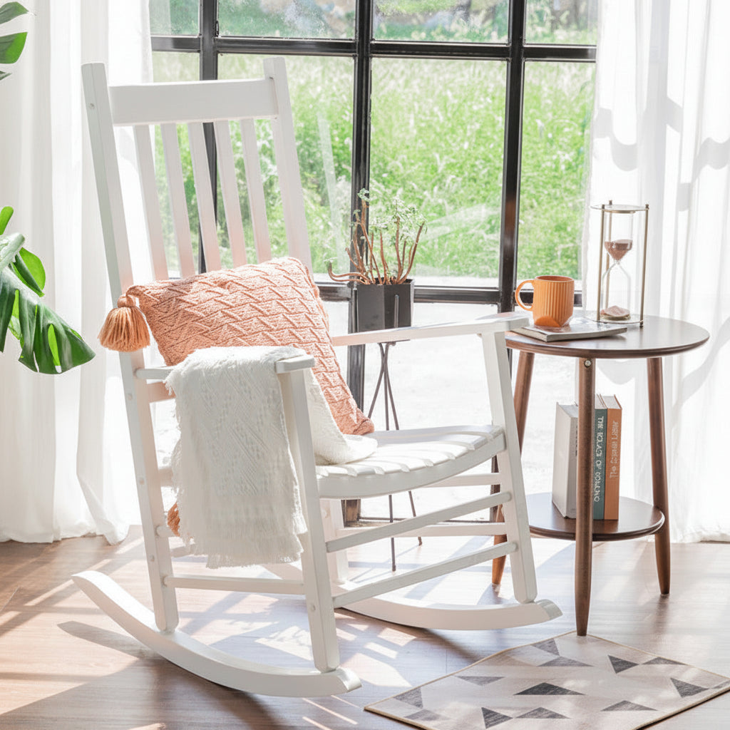 Solid Wood Porch Rocking Chair – Cottagecore Indoor & Outdoor Rocker