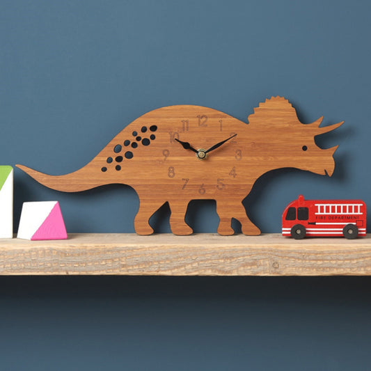 Bamboo Triceratops Wall Clock for Kids