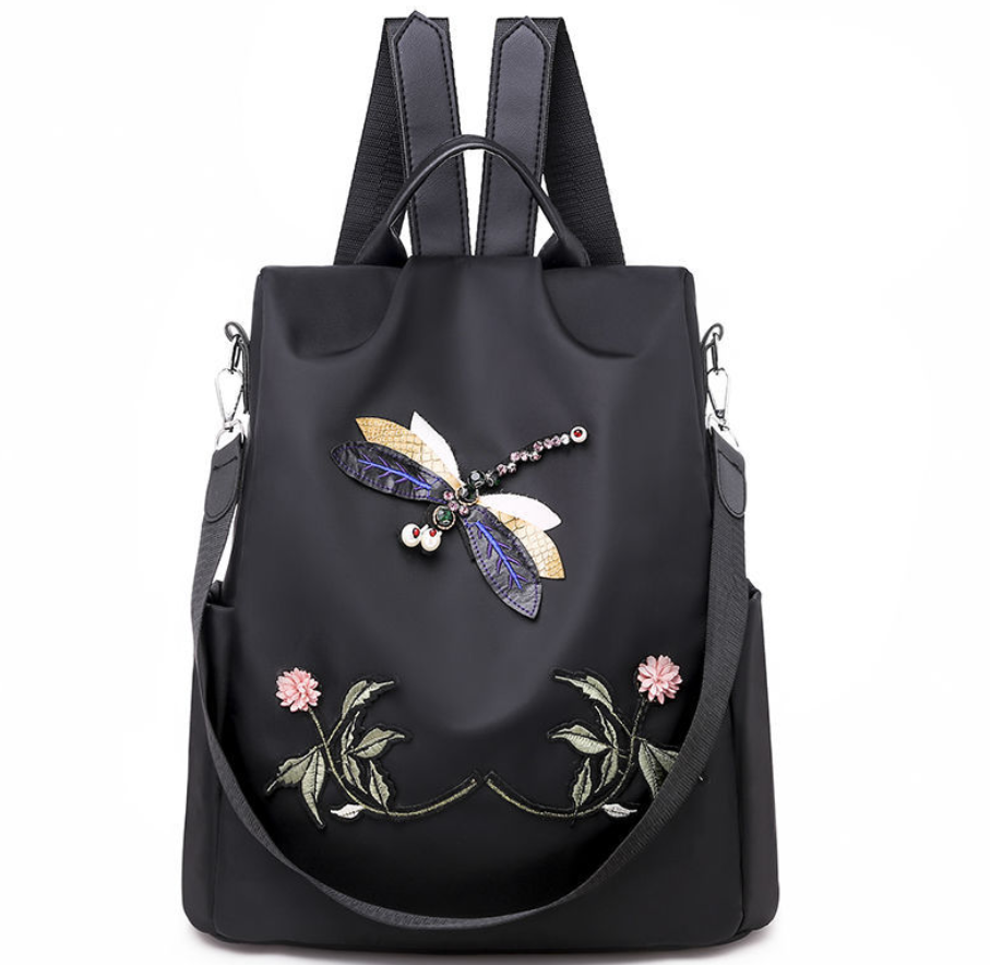 Embroidered Dragonfly Oxford Cloth Backpack