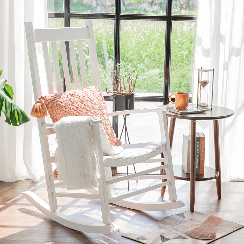 Solid Wood Porch Rocking Chair – Cottagecore Indoor & Outdoor Rocker