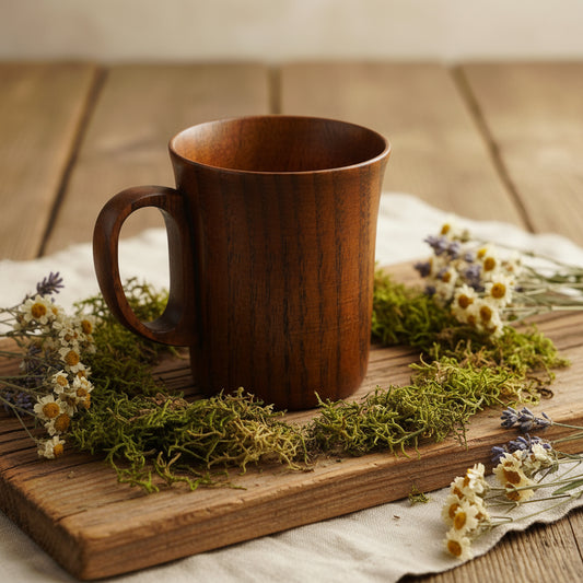 Handcrafted Jujube Wood Mug with Handle – Natural & Artisan