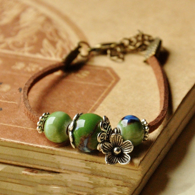 Kiln-Fired Ceramic Bead Bracelet