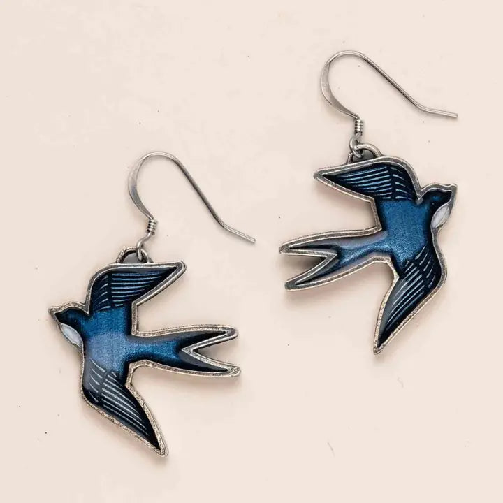 Swallowtail Pewter Bird Earrings