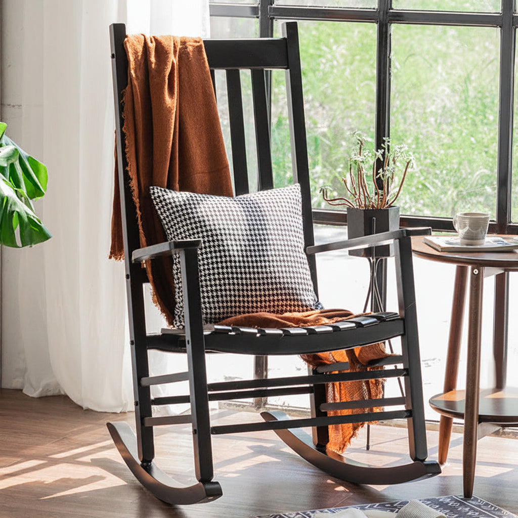 Solid Wood Porch Rocking Chair – Cottagecore Indoor & Outdoor Rocker