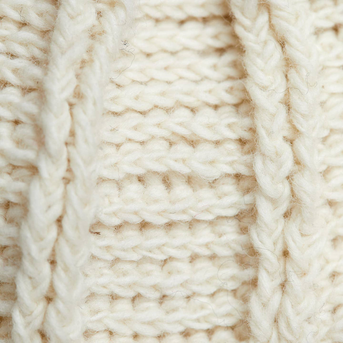 Ribbed Hand-Knit Wool Mittens with Fleece Lining