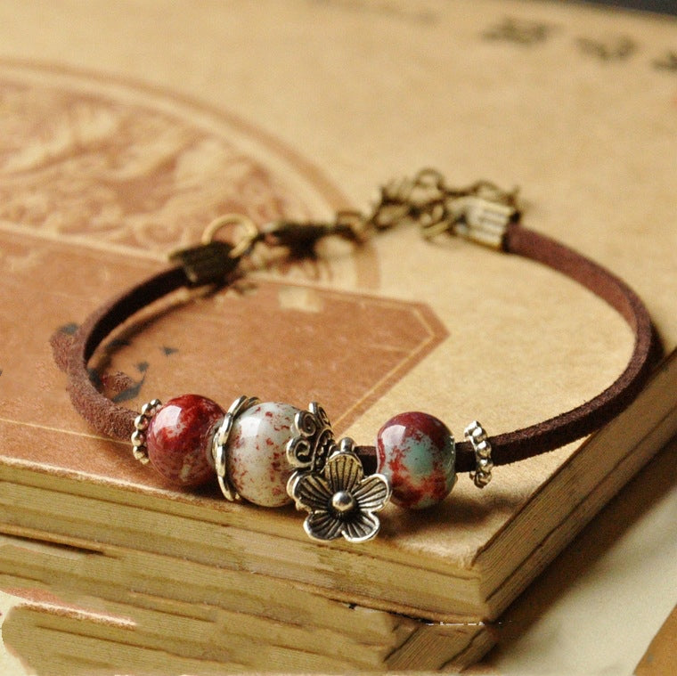 Kiln-Fired Ceramic Bead Bracelet