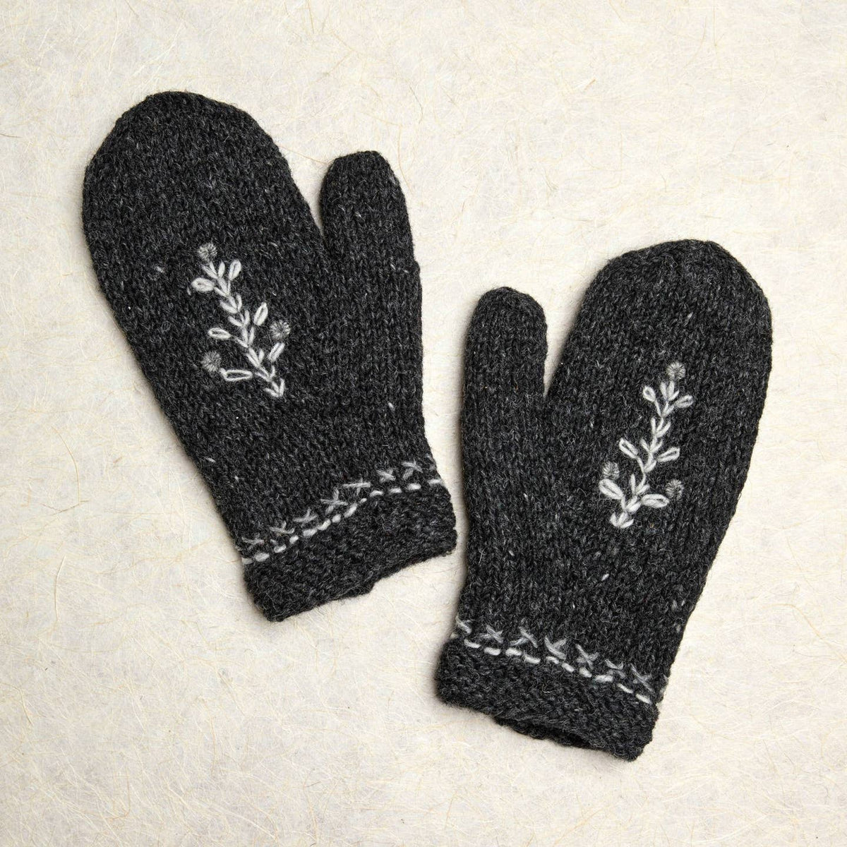 Winter Trees Hand-Knit Wool Gloves
