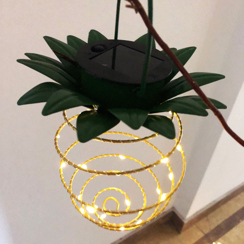 Solar Pineapple Hanging Lantern with Warm White Lights