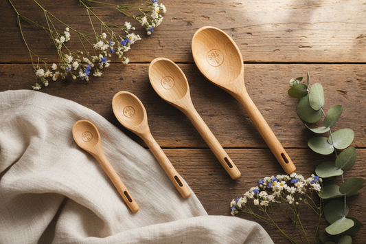 Beech Wood Baking Spoon Set, 4 Piece