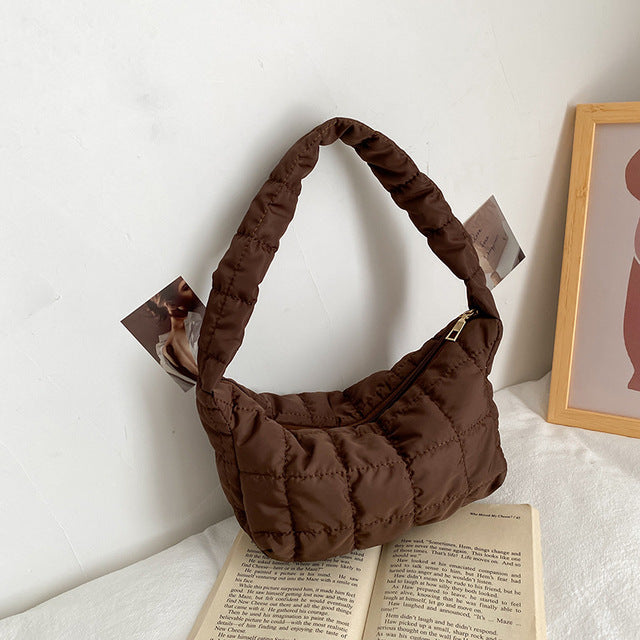 Women's Oxford Cloth Shoulder Bag — Embroidered Mini Handbag