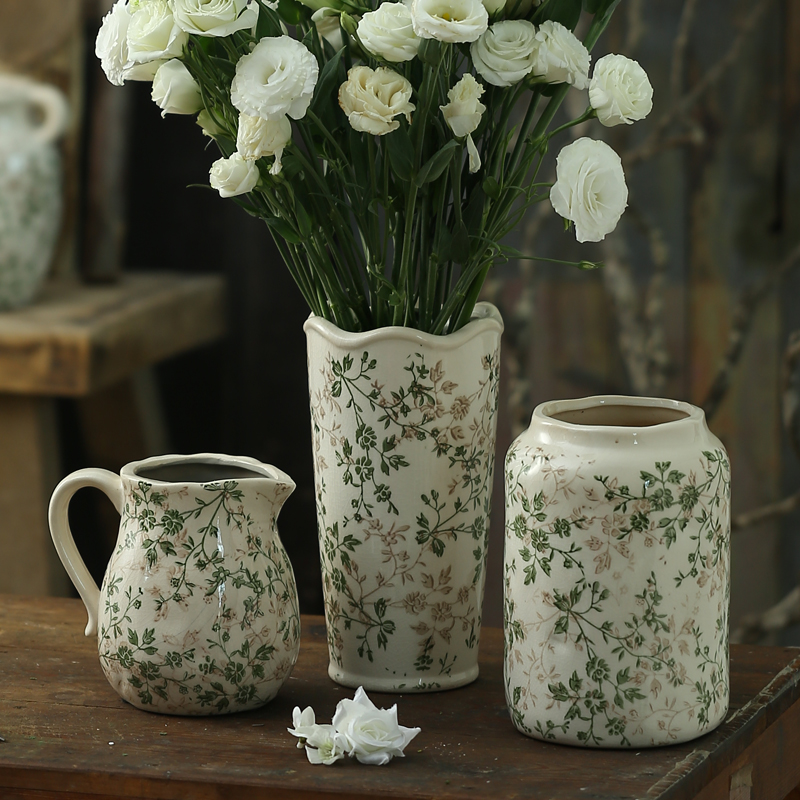 Vintage-Inspired Green Ceramic Vase