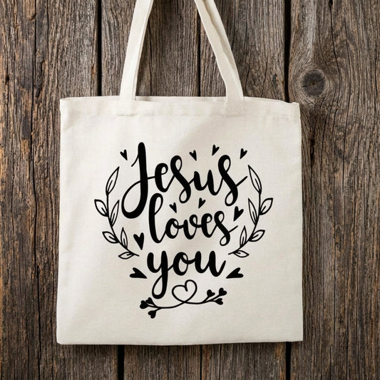 Jesus Loves You Cotton Canvas Tote Bag