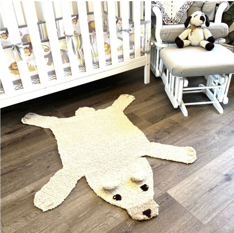 Evelyn the Polar Bear Hand-Knit Organic Wool Play Mat & Nursery Rug