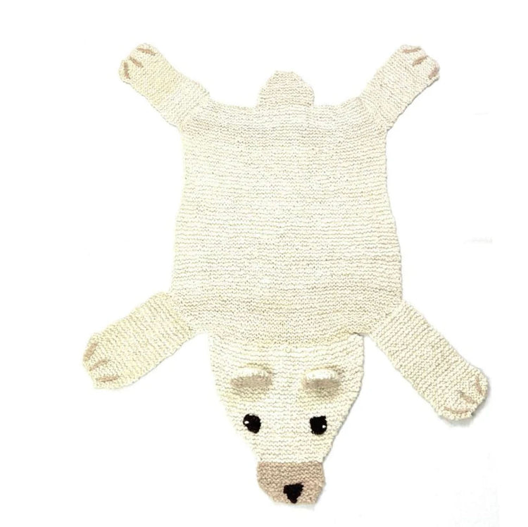 Evelyn the Polar Bear Hand-Knit Organic Wool Play Mat & Nursery Rug